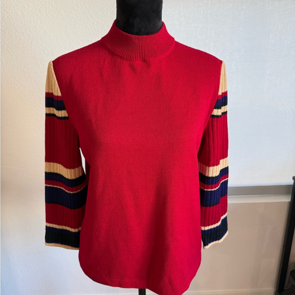 St. John Sport by Marie Gray Red Mock Neck Sweater